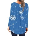 thumbnail image 4 of Camiseta informal para mujer, blusa estampada de manga larga con cuello redondo y fruncido Pompotops  FGAJ9571, 4 of 6