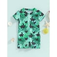 thumbnail image 2 of Qtinghua Newborn Infant Toddler Baby Boy Rash Guard Swimsuit Romper Zipper Short Sleeve Turtle/Shark Print Bathing Suit Swimwear Green 0-3 Months, 2 of 9