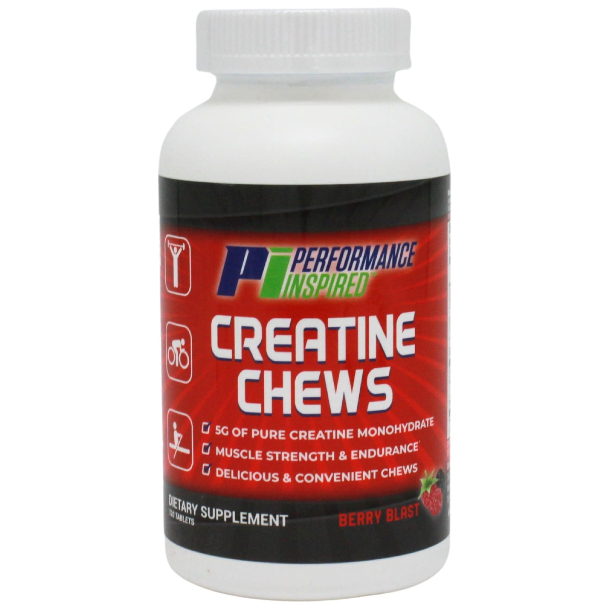 Performance Inspired Nutrition - Creatine Chew - 120 Count - 5g Creatine Monohydrate - Berry Blast Flavor