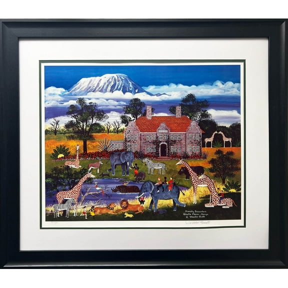 Jane Wooster Scott "Friendly Encounters" Framed Hand Signed & # Art Animals Generic