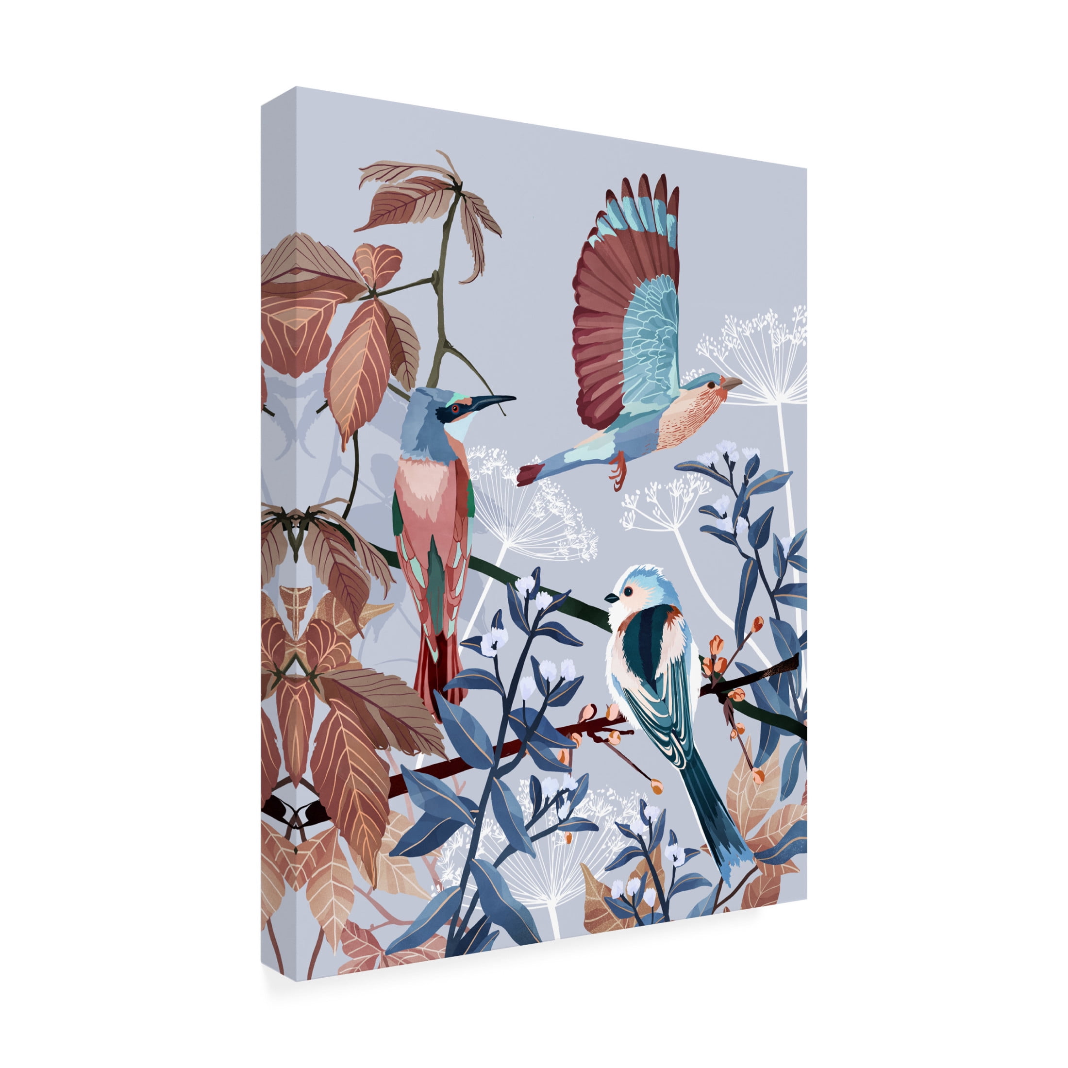 Trademark Fine Art Goed Blauw Birds of Winter Canvas Wall Art