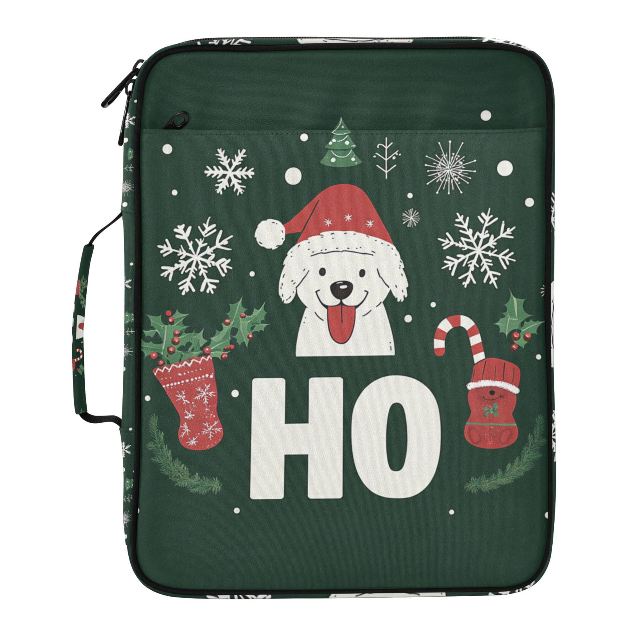 FORMRS Accordion File Folder A4 Size 7-Pocket Expanding Document Organizer Bag with 3 Ring Binder, Christmas Dog