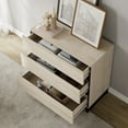 thumbnail image 3 of WAMPAT Dresser for Bedroom, Closet Organizers and Storage with 3 Drawers, Chest of Drawers with Metal Base, Modern Wood Dresser for Living Room, Hallway, Entryway, Light Oak, 3 of 7