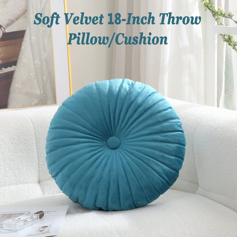 18 Inch Round Velvet Throw Pillow for Home Decorative Couch Teal