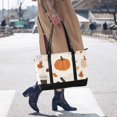 thumbnail image 4 of FORMRS Canvas Laptop Tote Bag for Women with 15.6" Computer Compartments Shoulder Handbag, Hand Drawn Pumpkin, 4 of 7