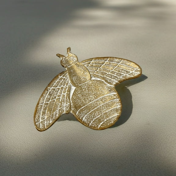 Cast Iron Bee Shaped Trinket Dish Decor - Gold - Rustic Art Vintage Style