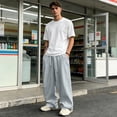 thumbnail image 2 of GrmtClth Mens relaxed daily lifestyle trousers wide leg flowy soft material casual loose pants outdoor vacation long distance travelling Light Gray 3XL, 2 of 7
