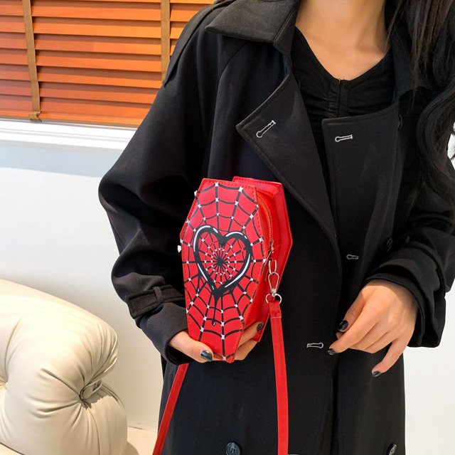 Bolso tipo cartera informal para mujer, bolso Hobo elegante con correa ajustable en forma de telaraña y ataúd