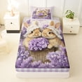 thumbnail image 3 of Erosebridal Rustic Lavender Flowers Twin Sheet Sets,Cute Cartoon Rabbit Bedding For Girls Kids 3-Piece, 3 of 6