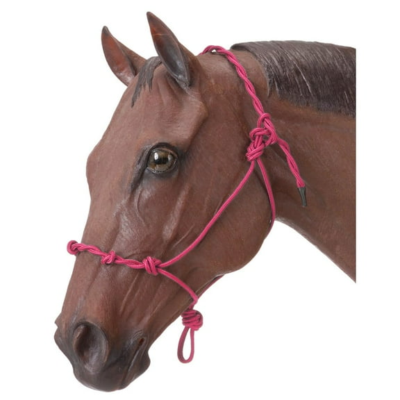 tough-1 knotted rope and twisted crown training halter - pink