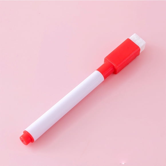 Under $1 Dry Erase Marker with Brush, Whiteboard Marker Pen, Erasable Ink for Office & Presentation Use, Whiteboard Marker with Eraser, Red, by Goohae