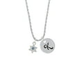 thumbnail image 2 of Delight Jewelry Silvertone Mini Star of David with Blue Crystal Silvertone Script Initial Disc - K - Charm Necklace, 20"+3", 2 of 4