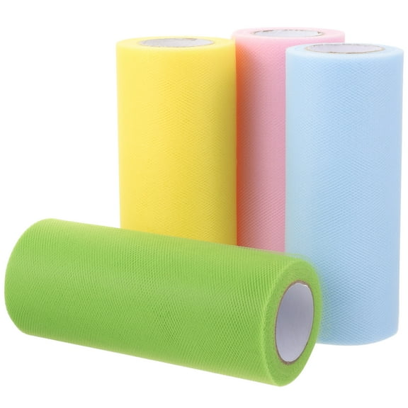 4 Rolls Mesh Ribbon Tutu Wedding Party Decoration Gift Wrapping Draping Fabric Tulle Skirt Chic Decorate Silk DIY Craft