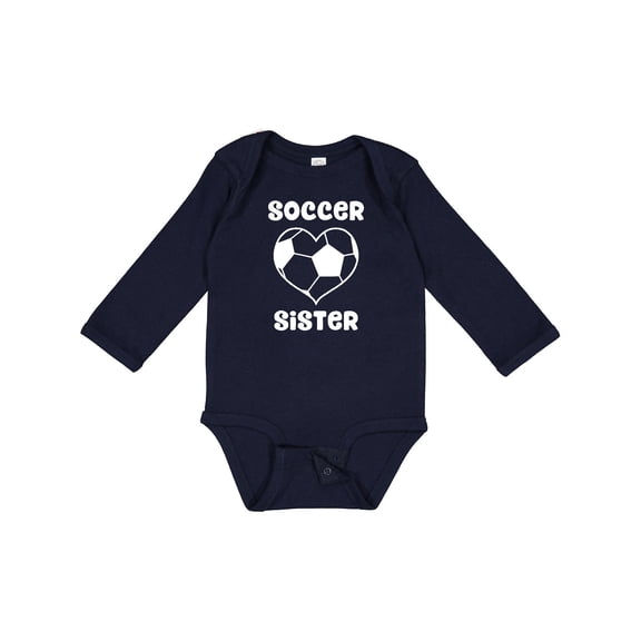 Inktastic Heart Soccer Sister Girls Long Sleeve Baby Bodysuit