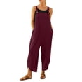 thumbnail image 1 of B91xZ Combinaisons Décontractées pour Femmes une-Pièce Bretelles Réglables Pantalons Chauds Décontractés, Vin L, 1 of 4