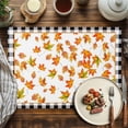 thumbnail image 4 of Thanksgiving Orange Placemats Set of 6 Maple Leaf Vintage Farm Black Plaid Heat Insulated Linen Place Mats, Washable Stain-Proof Table Mats for Dining Tables Holiday Decor 13x19inch, 4 of 9