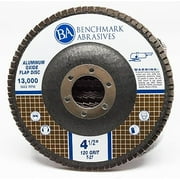 Benchmark Abrasives 4.5" x 7/8" Aluminum Oxide Flap Discs for Sanding, Grinding, Finishing, Stock Removal on Stainless Steel, Carbon Steel Alloys Metals (10 Pack) - 120 Grit
