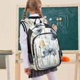 thumbnail image 7 of Backpack 12.9 *5.1 * 17.7 Inches Outing Backpack, Shopping Backpack, Travel Backpack Gray Watercolor Flowers, 7 of 7