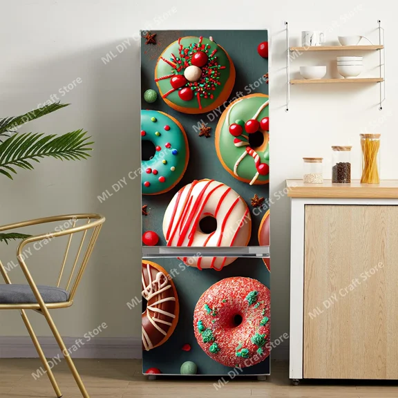 INS Ice Cream Donuts Refrigerator Door Wall Stickers Self-adhesive PVC Kitchen Wallpaper Refrigerato