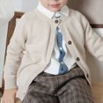 thumbnail image 6 of NOLDARES Girls Cardigan Sweater School Uniforms Toddler Long Sleeve Button Knit Solid Sweaters Tops(Beige,5-6 Y), 6 of 9