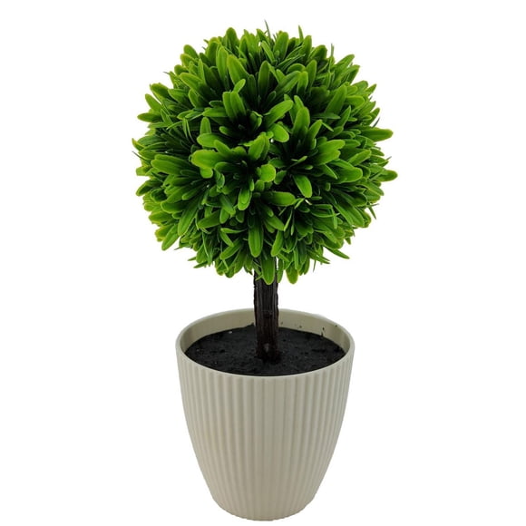 Mainstays 9.5" Indoor Artificial Plant in Pot, Green Color Boxwood.