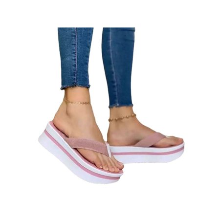 

Zodanni Womens Lady Summer Beach Flip Flops Outdoor/Indoor Sandal Thong Toe Post Platform Shoes 4.5-11.5