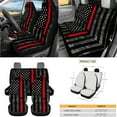 thumbnail image 3 of Jeiento American Honoring Firefighter Flags Car Seat Cover with Steering Wheel Seatbelt Pad Trash Bin Air Vent Storage Holder Rear View Mirror Cover Cup Holders Keychain for Car Decor, 3 of 7