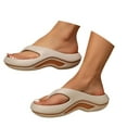thumbnail image 4 of GPOECD Women's Summer Slide Sandals Comfortable Thick Sole Flip Flops Outdoor Beach Travel Toe Post Slippers Casual Wear With Jeans Grey,9, 4 of 9