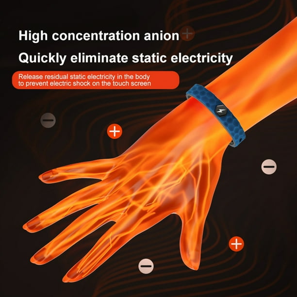 Pulsera antiestática con forma de rombo, pulsera de silicona inalámbrica, correa de muñeca ajustable con aniones y equilibrio antiestático para hombres y mujeres