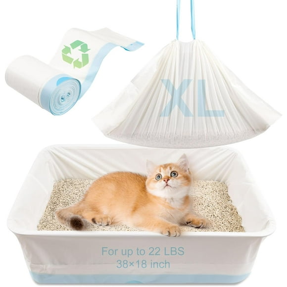 AIR-Cat Litter Box Liners 100% OK Compost HOME Certified, 38" x 17" Litter Box Liners for Automatic Litter Robot 4/3,Heavy-Duty, Extra Thick,Jumbo Size (45)