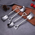 thumbnail image 3 of Stainless Steel Mixing Spoon, Dessert Spoon, Coffee Spoon, Creative Spade Shaped Shovel, 3 of 5