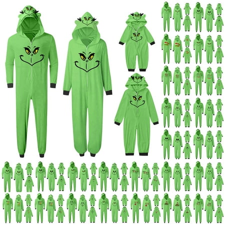 

Family Matching Christmas Pajamas Set Green Grinch Onesies Sleepwear Xmas Nightwear Pajamas PJs TKing Fashion Baby 12 Months
