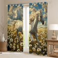thumbnail image 2 of Manfei Country Floral Daisy Blackout Curtains Set of 2 (52x84 Each),Rustic Farmhouse Cabin Window Curtains,White Horse Animal Curtains and Drapes For Microfiber Bedroom Decor, 2 of 6