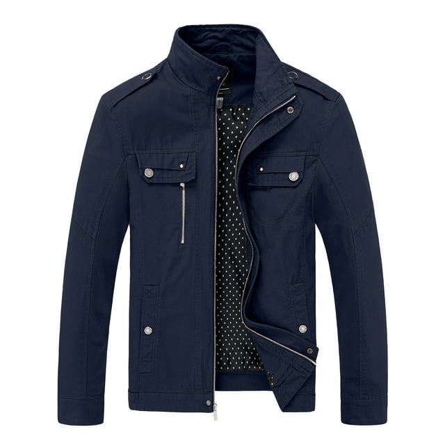 Wantdo Men's Spring Jacket Lightweight Cotton Casual Coat Navy 2XL ...