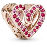 Pandora Sparkling Ruby Red & Pink Freehand Heart Charm