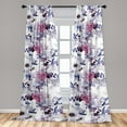thumbnail image 2 of Floral Aquarelle Window Curtains, Winter Palette Garden Flowers Leaves Watercolor Style Print, Lightweight Decor 2-Panel Set with Rod Pocket, Pair of - 28"x84", Dark Lavender Pale Ruby, by Ambesonne, 2 of 3