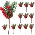 thumbnail image 1 of GOOHOCHY 12 piezas de tallos de bayas artificiales para árbol de Navidad, adornos de pino con bayas artificiales, 1 of 8