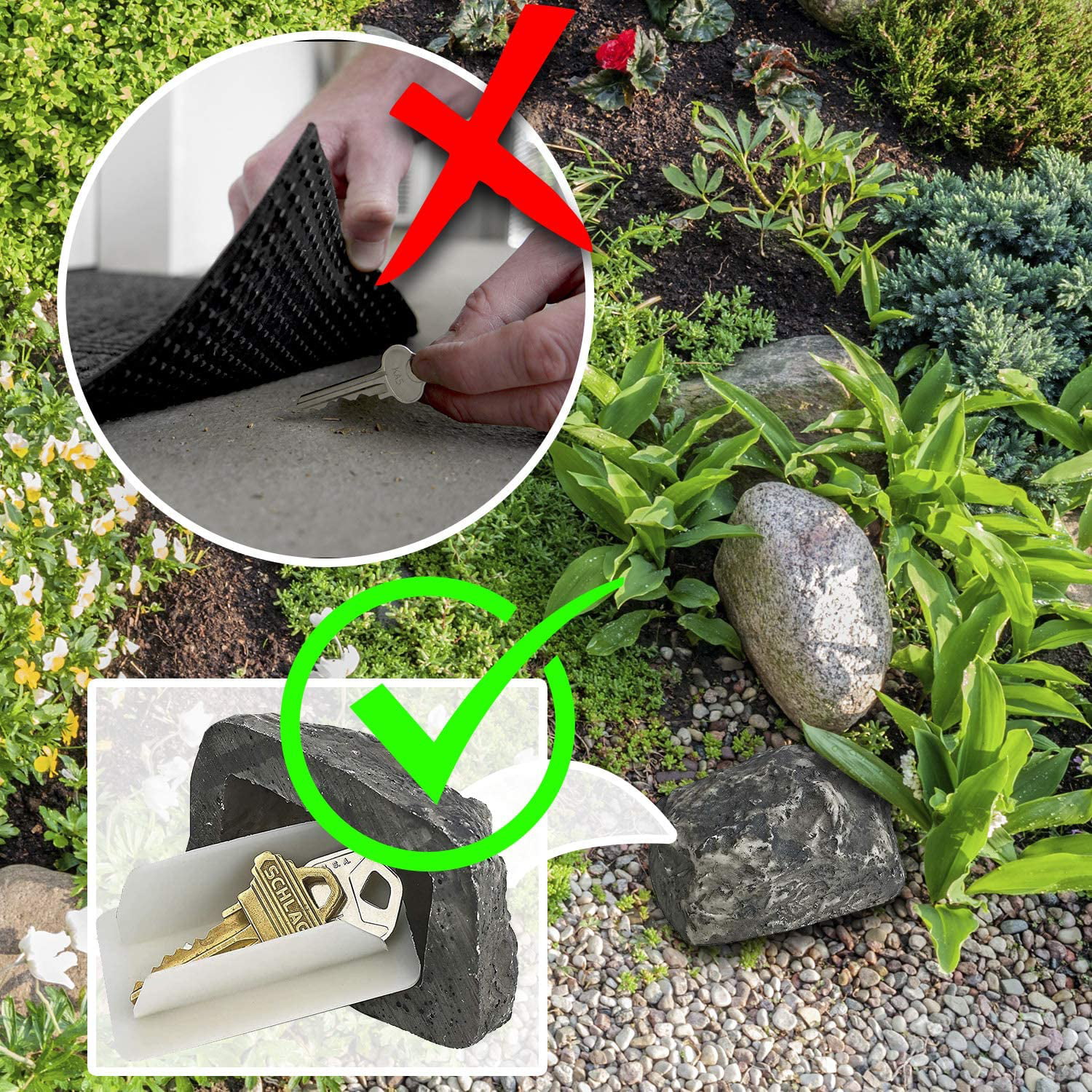 2 Pack Hide a Spare Key Fake Rock Safe for Outdoor Garden or Yard Gray Camouflage Stone Diversion Safe Looks & Feels Like Real Stone Rock Geocaching Popular Practical Performance – By Katzco 