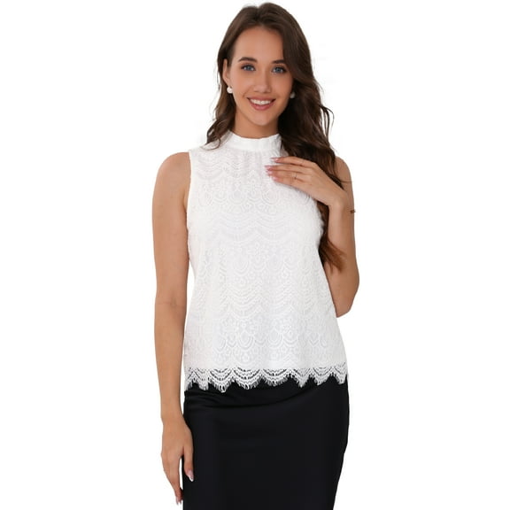 DARING DIVA Women's Sleeveless Halter Mock Neck Elegant Blouses XS White