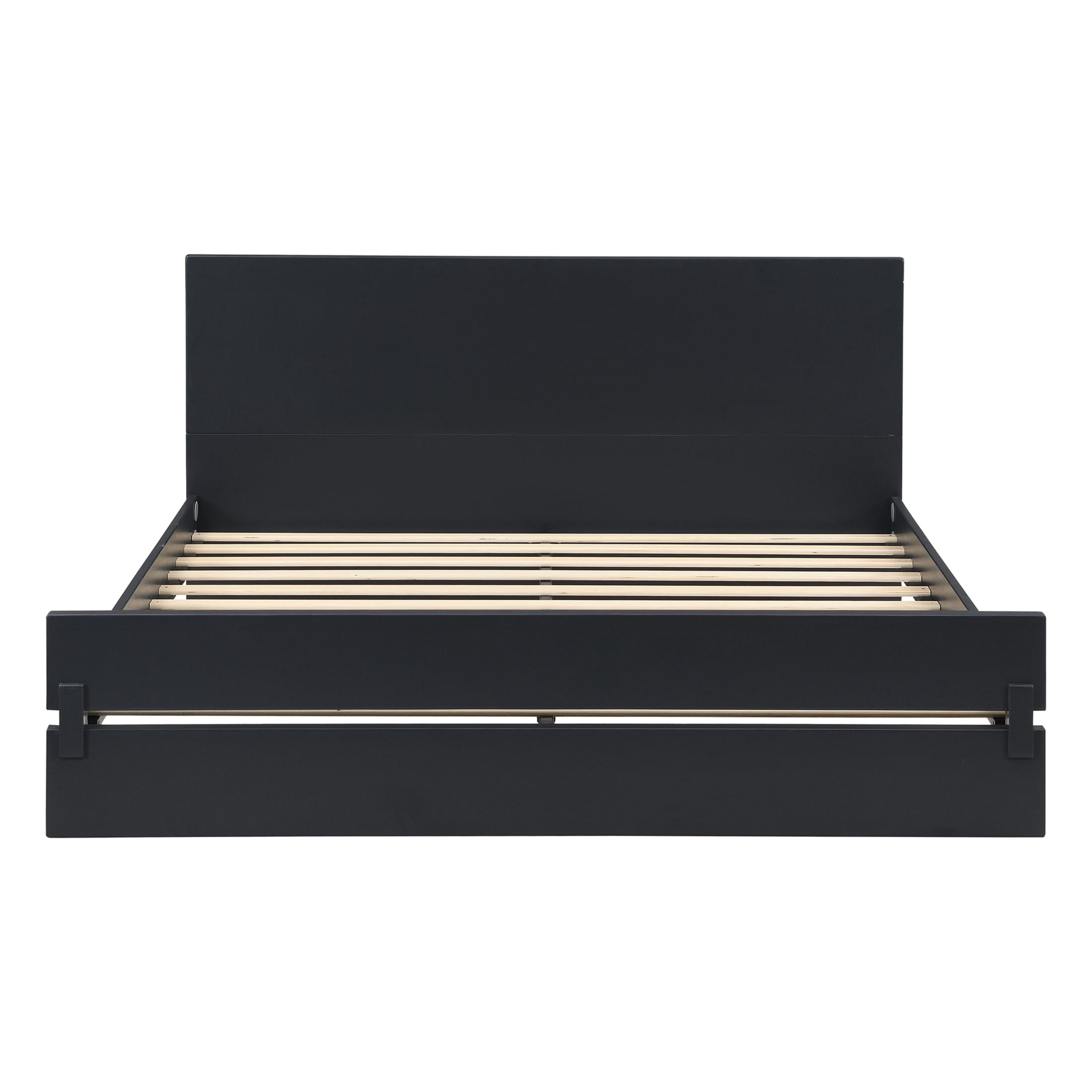 Christopher Knight Home Queen Size Solid Bamboo Platform Bed Frame, Minimalist Design, Black