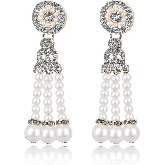 Pendientes de perlas LANNMXG años 20 colgantes