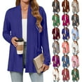 thumbnail image 2 of Niaviben cardigan for women sweaters for women Button Down Cardigan cropped cardigan linen jackets for women Lightweight Cardigans For Thin Cardigans Open Front Cardigan Fall Cardigan Blue L, 2 of 7