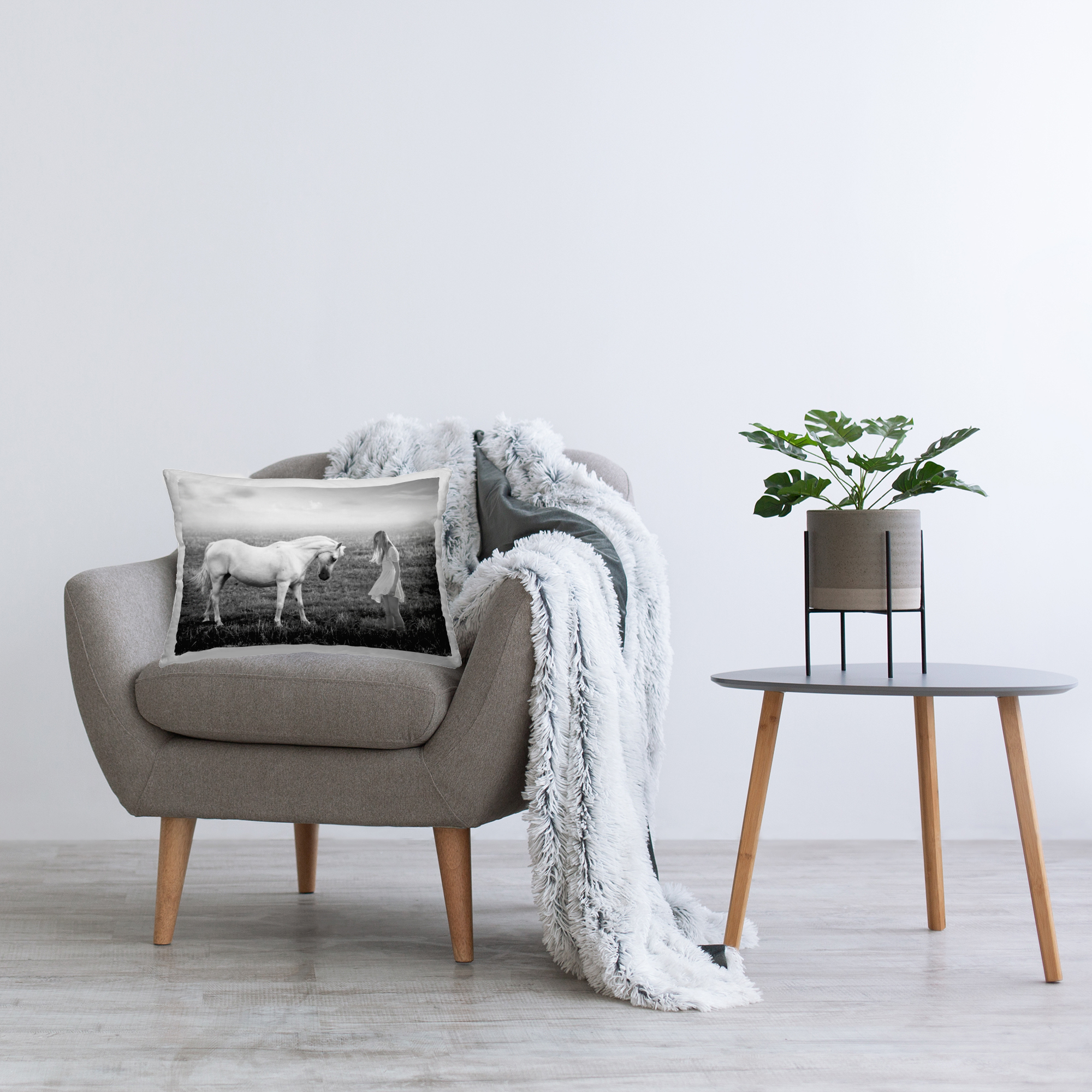 Stupell Industries Her White Horse Decorative Printed Throw Pillow, design by Ata Alishahi