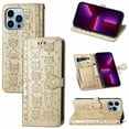 thumbnail image 1 of Funda Cartera FOXDOCK para iPhone 13 ProMax , Flip PU con Relieve de Gatos y Perros, Tarjetero y Soporte, 1 of 6