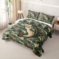 thumbnail image 3 of Erosebridal Cartoon Pike Fish Boys Girls Quilt King, Green Camouflage King Coverlet Set, 3pcs, 3 of 7