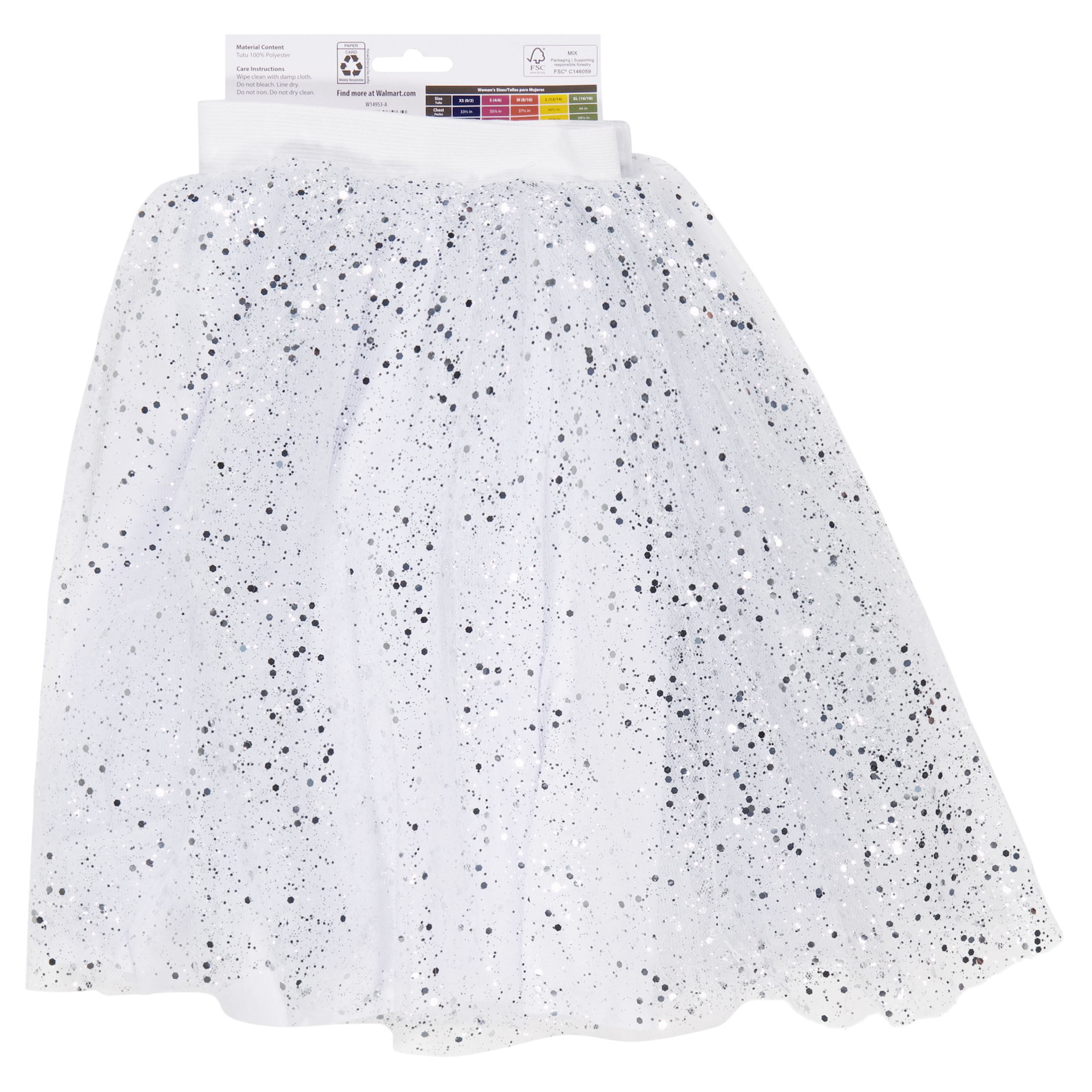 Sparkle Tutu Costume Accessory for Adults, White, S/M, Halloween by Way To Celebrate