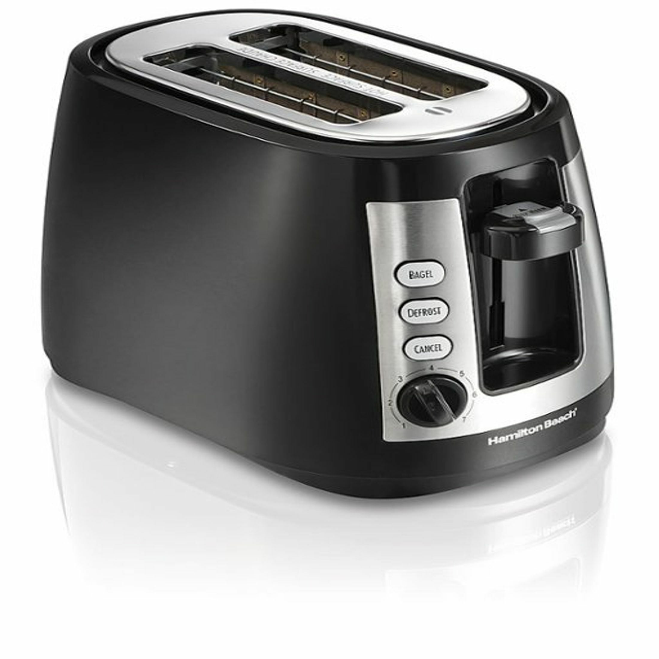 Hamilton Beach Retractable Cord 2 Slice Toaster, Warm Mode, Black, 22810