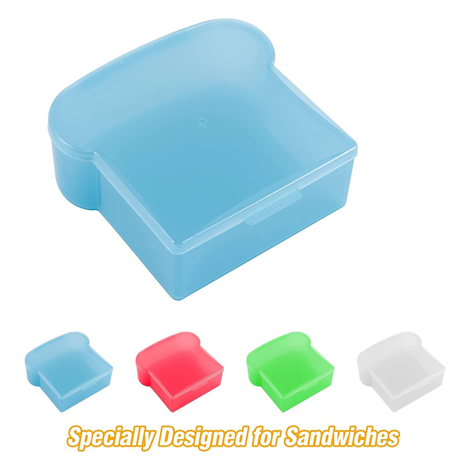Food Storage Sandwich Containers, Toast Storage Box with Easy-locking Clips Great for Meal Prep. Kids Adult Lunch Box - Reusable, Size: 6.1 x 5.9 x