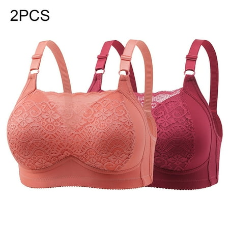 Lisbinx Bras for Women Full Coverage Woman s Embroidered Glossy Comfortable Breathable Bra Underwear No Rims Holiday Deals