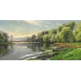 thumbnail image 2 of Monsted, Peder Mork 32x18 White Modern Wood Framed Museum Art Print Titled - The Mill Pond, 2 of 4